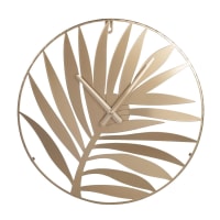 Orologio con foglia di palma in metallo dorato Ø 40 cm