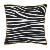 CAFFRA - Outdoor-Kissen aus Baumwolle mit Zebramotiven, schwarz und ecru, 45x45cm