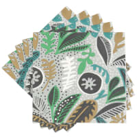 FINCO - Set van 4 - Papieren servetten met groen, zwart, wit en kastanjebruin plantenmotief (x20)