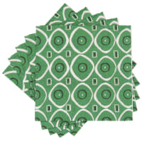 KEMBE - Set van 4 - Papieren servetten met groene, ecru en zwarte grafische motieven (x20)
