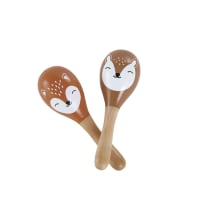 MIMIZAN - Par de maracas de schima con zorro naranja y cervatillo marrón