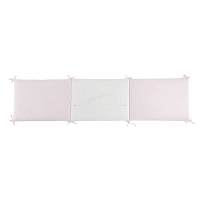 BIRD SONG - Paracolpi lettino per neonato rosa e bianco in cotone