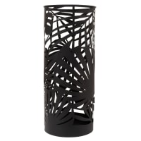 JARO - Paragüero de metal calado negro con motivos decorativos vegetales