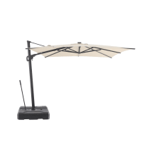MENORCA BUSINESS - Parasol déporté professionnel en aluminium avec pied toile Sunbrella® écrue 3x3M