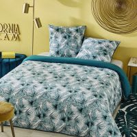 Parure da letto in cotone motivi foglie tropicali, 220x240 cm Parure da letto in cotone motivi foglie tropicali, 220x240 cm