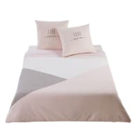 JOY - Parure de lit en coton gris et rose 220x240