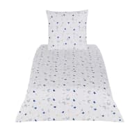 MONTMARTRE - Parure de lit enfant en coton bleu, blanc et beige imprimé 140x200