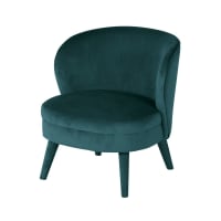 KATE - Pauwblauwe fluwelen fauteuil