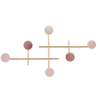 KOVALI - Perchero con 6 ganchos de metal dorado y terciopelo rosa