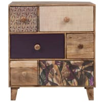 DUNJA - Petit meuble 5 tiroirs en bois de manguier massif