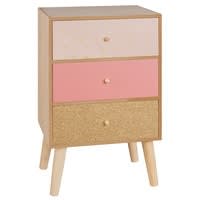 Petit meuble de rangement 3 tiroirs rose et doré Petit meuble de rangement 3 tiroirs rose et doré
