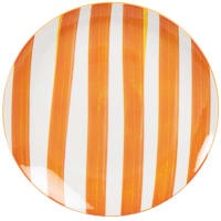 MAIKA - Lotto di 6 - Piatto piano in gres bianco, arancione e giallo