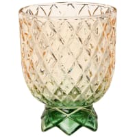 Set of 4 - Pineapple stemmed glass tumbler in yellow and green
