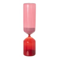 Pink and orange glass hourglass H25cm