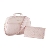 BIRDY - Pink Cotton Changing Bag with Gold Polka Dots