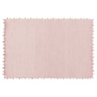 BUCOLIQUE - Pink Cotton Rug with Pom Poms 120x180
