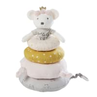 LOU - Pink, Grey and Mustard Yellow Print Cotton Stacking Tower