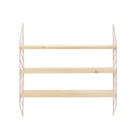 CHARLIE - Pink Metal and Pine Wall-Mount Shelving Unit