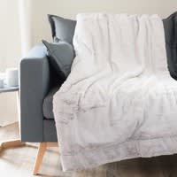 Plaid grigio in simil pelliccia 150 x 180 cm SOHO Plaid grigio in simil pelliccia 150 x 180 cm SOHO