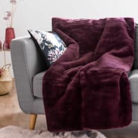 CORTINA - Plaid imitation fourrure prune 150x180