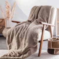 SOHO - Plaid imitation fourrure taupe 150x180, OEKO-TEX®