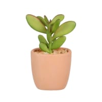 GUS - Lote de 2 - Planta artificial suculenta verde com vaso terracota A9