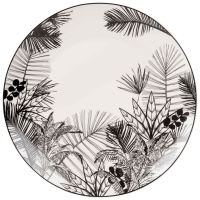 Plat bord van zwart en witte porselein met print Plat bord van zwart en witte porselein met print