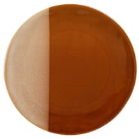 ZONZA - Lote de 6 - Plato llano de gres color caramelo y crema