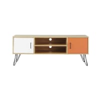 TWIST - Porta-TV vintage a 2 ante bianco e arancione
