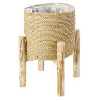 Portavasi in giunco marittimo e legno di abete, 54 cm Portavasi in giunco marittimo e legno di abete, 54 cm