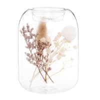 AYDEN - Portavelas de cristal con flores secas