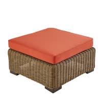 Pouf de jardin en résine tressée et coussin terracotta Pouf de jardin en résine tressée et coussin terracotta