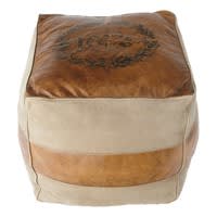 Pouf en cuir de chèvre et coton Pouf en cuir de chèvre et coton