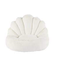 Pouf per bambini conchiglia pelliccia ecologica écru