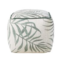 Pouf stampa foglie di palme verde e écru Pouf stampa foglie di palme verde e écru