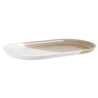 Prato em porcelana branca e verde-caqui