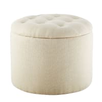 MELISSA - Puf baúl tapizado en color crema