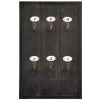 WELCOME - Quadro porta-chaves de madeira de pinho e metal 24x38