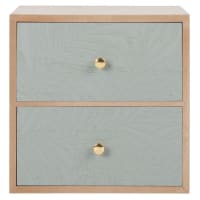 FREYA - Rangement de bureau 2 tiroirs beige et métal vert