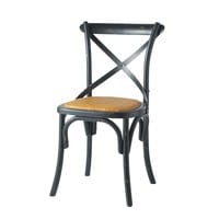 Rattan und schwarzer Bistrostuhl Rattan und schwarzer Bistrostuhl