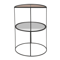 GENNARO - Recycled black metal and tempered glass side table