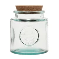 Set of 2 - Recycled glass jar with cork lid H11cm