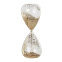 Reloj de arena de cristal cobrizo con purpurina dorada Alt. 40
