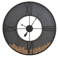 DETROIT - Reloj de cristal y metal negro con corcho D. 91