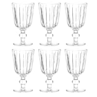 Set of 6 - Ribbed glass stem glass