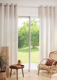 MILNERTON - Ringgordijn met beige en ecru cirkels 140 x 250 cm, per stuk