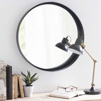 Ronde spiegel met zwart metalen lijst D60 Ronde spiegel met zwart metalen lijst D60