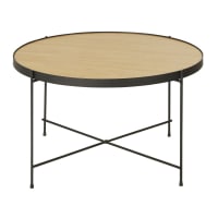 CRUZZO - Round coffee table in beige and black