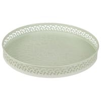 Round Engraved Mint Green Metal Tray Round Engraved Mint Green Metal Tray