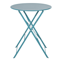 GUINGUETTE - Round folding garden table for two people in teal steel D70cm
